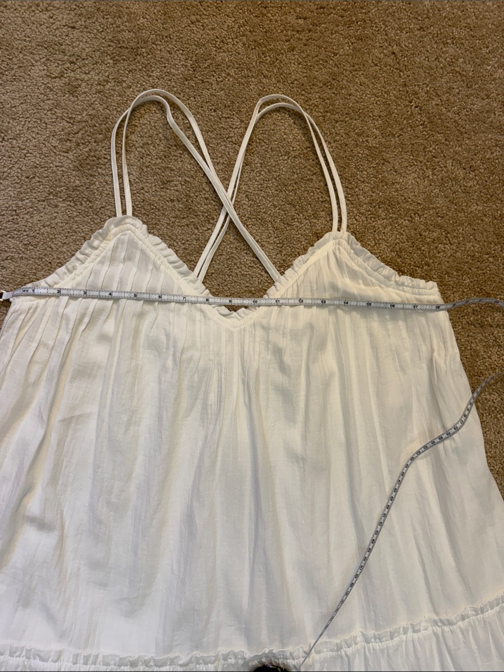 Universal Thread Cotton White Spaghetti Strap Ruffle Shift Dress Size Large - Picture 7 of 10